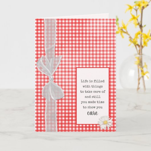 Carte Merci Bow En vichy (Fleur jaune)