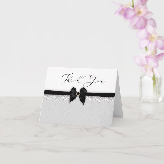 Carte Merci, Bow noir Faux/Ruban, Bijoux (Orchidée)