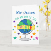 Carte Merci cadeau enseignant vous êtes hors de ce monde (Fleur jaune)