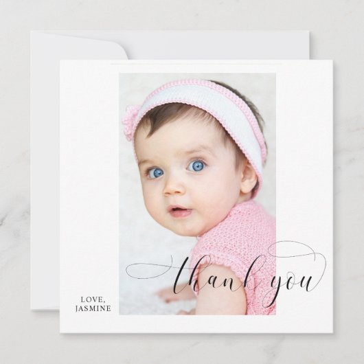 Carte Merci Calligraphie Bébé Swashes Élégant Simple (Devant)