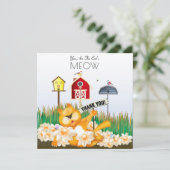 Carte Merci Chat et oiseaux dans le jardin (Debout devant)