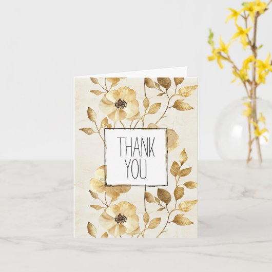 Carte Merci Chic Gold Flowers (Fleur jaune)