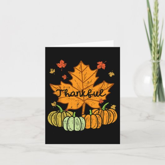 Carte Merci Citrouille feuille mignon Thanksgiving Fall (Devant)