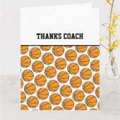 Carte MERCI COACH Basketball Team Orange Black White (Fleur jaune)