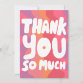 Carte MERCI coloré rose rayures incurvées PERSONNALISÉ (Devant)