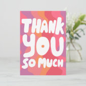 Carte MERCI coloré rose rayures incurvées PERSONNALISÉ (Debout devant)