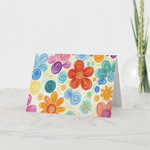 Carte Merci Crayon Doodle Daisy Design