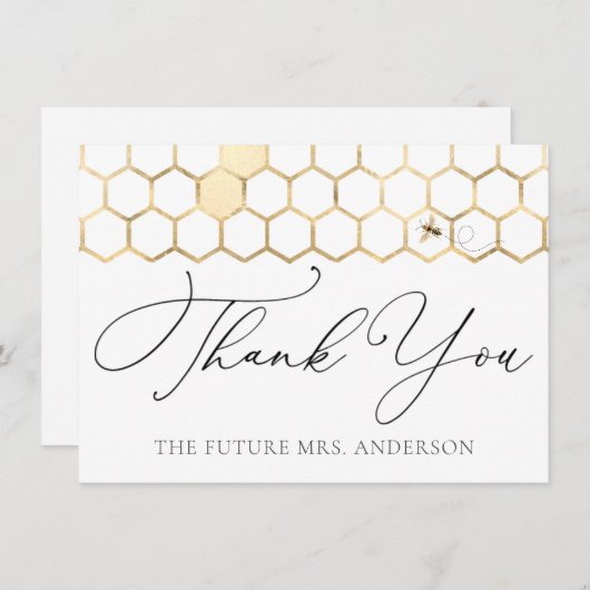 Carte Merci d'abeilles dorées moderne (Devant / Derrière)