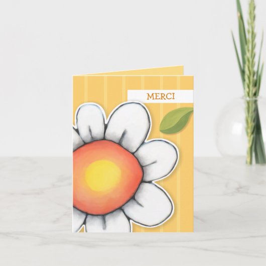 Carte Merci Daisy Joy à rayures jaunes (Devant)