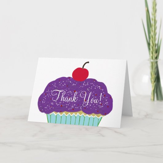 Carte Merci d'anniversaire Cupcake violet (Devant)