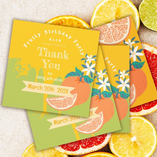 Carte Merci d'anniversaire fruité Orange