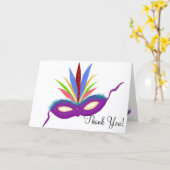 Carte Merci d'anniversaire violet Mardi Gras Masque (Fleur jaune)