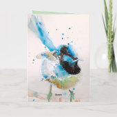 Carte Merci d'aquarelle bleu Budgie Aqua (Dos)