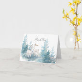 Carte Merci d'aquarelle de cerf et de feuillage d'hiver (Fleur jaune)