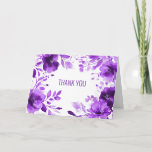 Carte Merci d'aquarelle pourpre en fleurs