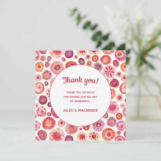 Carte Merci d'aquarelle rose Abstrait moderne (Debout devant)