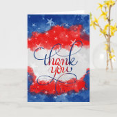 Carte Merci d'aquarelle rouge et bleu militaire (Fleur jaune)
