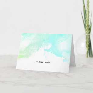 Carte Merci d'aquarelle vert et bleu Abstrait moderne