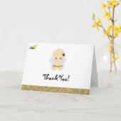 Carte Merci de baby shower de fille d'abeille de bébé de (Fleur jaune)