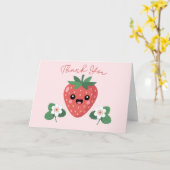 Carte Merci de Baby shower de fraises Kawaii (Fleur jaune)
