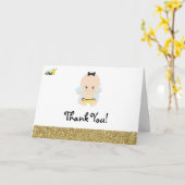 Carte Merci de baby shower de GARÇON d'abeille de bébé (Fleur jaune)