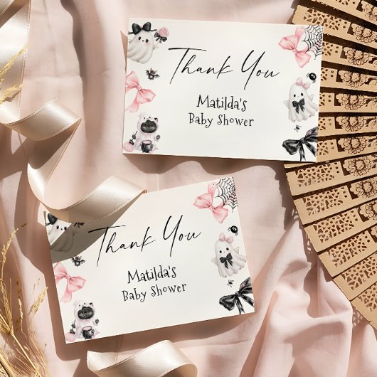 Carte Merci de Baby shower de petite fille Boo