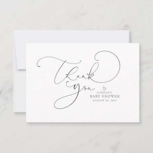 Carte Merci de Baby shower de script de couleur modifiab (Devant)