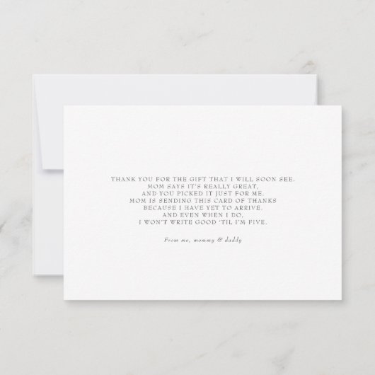 Carte Merci de Baby shower de script de couleur modifiab (Dos)