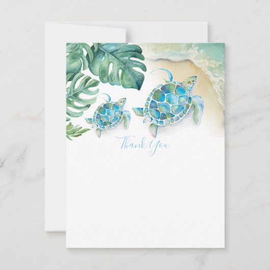 Carte Merci de Baby shower de tortue de mer tropicale (Devant)
