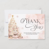 Carte Merci de Baby shower d'hiver rose froid (Devant)