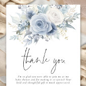 Carte Merci de Baby shower Dusty Blue Florals