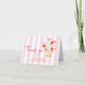 Carte Merci de Baby shower rose blanc fraise (Devant)
