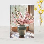 Carte Merci de bouquet rose (Fleur jaune)