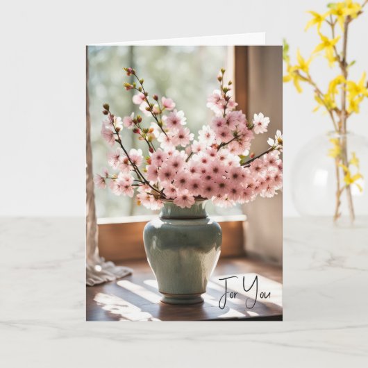 Carte Merci de bouquet rose (Fleur jaune)