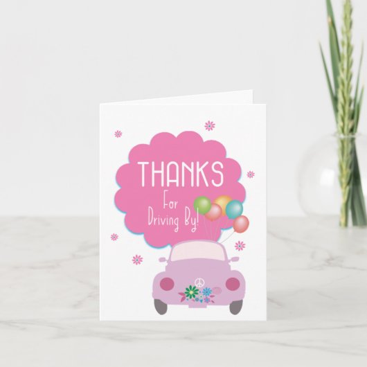 Carte Merci de conduire en voiture rose (Devant)