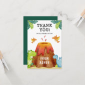 Carte Merci de fête d'anniversaire de Dinosaur (Devant/Arrière en situation)