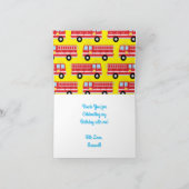 Carte Merci de fête d'anniversaire du camion d'incendie (Intérieur)