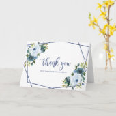 Carte Merci de Fête des mariées couleur bleu foncé (Fleur jaune)