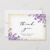 Carte Merci de Fête des mariées de lavande violet or (Devant)