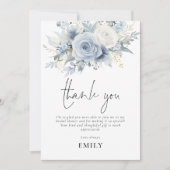Carte Merci de Fête des mariées Dusty Blue Florals (Devant)