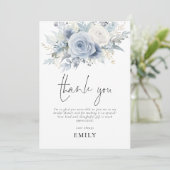 Carte Merci de Fête des mariées Dusty Blue Florals (Debout devant)