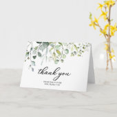 Carte Merci de Fête des mariées Eucalyptus vert mignon (Fleur jaune)