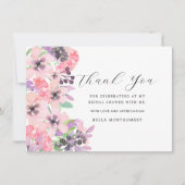 Carte Merci de Fête des mariées Fleur sauvage rose viole (Devant)