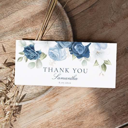 Carte Merci de Fête des mariées Floral bleu foncé modern