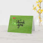 Carte Merci de golf avec texte et drapeau sur herbe vert (Fleur jaune)
