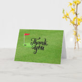 Carte Merci de golf avec texte et drapeau sur l'herbe ve (Fleur jaune)