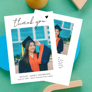 Carte Merci de graduation de la photo de coeur de script