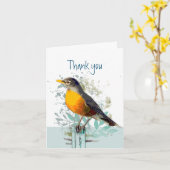 Carte Merci de la faune de jardin Robin (Fleur jaune)