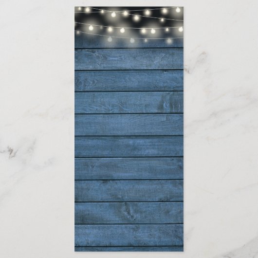 Carte Merci de la réception de mariage bleu rustiq (Dos)