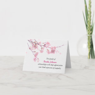 Carte Merci de la sympathie des fleurs de cerisiers